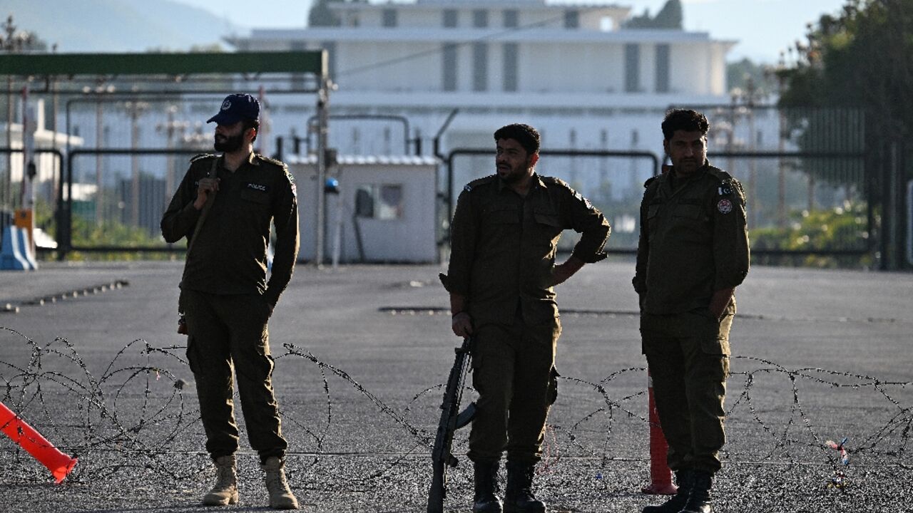 Security was high in Pakistan's capital which is set to host Iran-US talks aimed at striking a permanent deal to end the war in coming days

