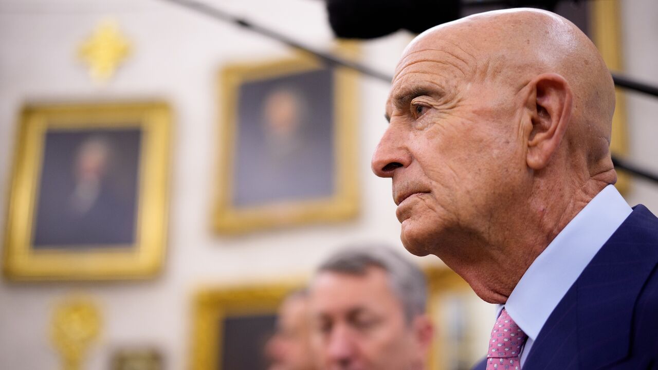 US Ambassador to Turkey Thomas Barrack attends a meeting with President Donald Trump and President of Turkey Recep Tayyip Erdogan in the Oval Office at the White House on Sept. 25, 2025, in Washington, DC. 