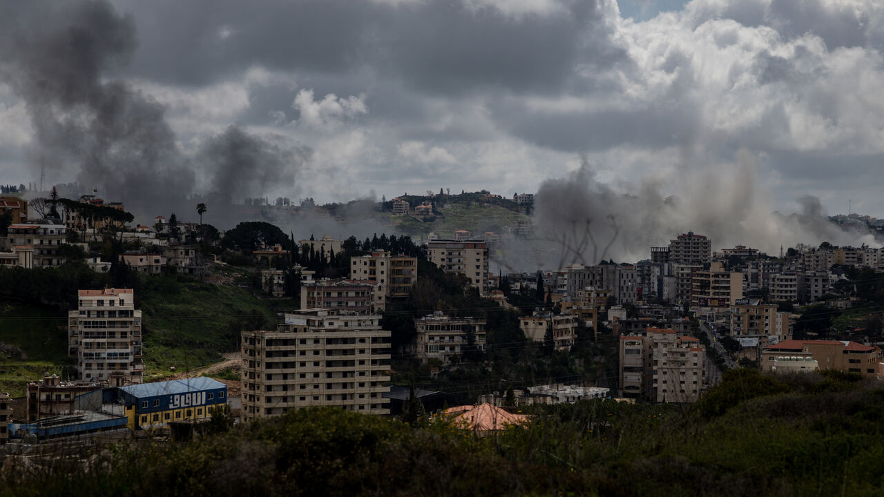 NABATIEH, LEBANON - APRIL 08: Smoke rises from an Israeli airstrike in the city center on April 08, 2026 in Nabatieh, Lebanon. Israel has stepped-up its attacks on Lebanon following President Donald Trump's announcement of a two-week ceasefire agreement between the US and Iran, conditional on shipping being allowed to resume through the Strait of Hormuz. Israel says it will observe the ceasefire with Iran but insists Lebanon was not included in the deal, and has since launched the "largest coordinated strik