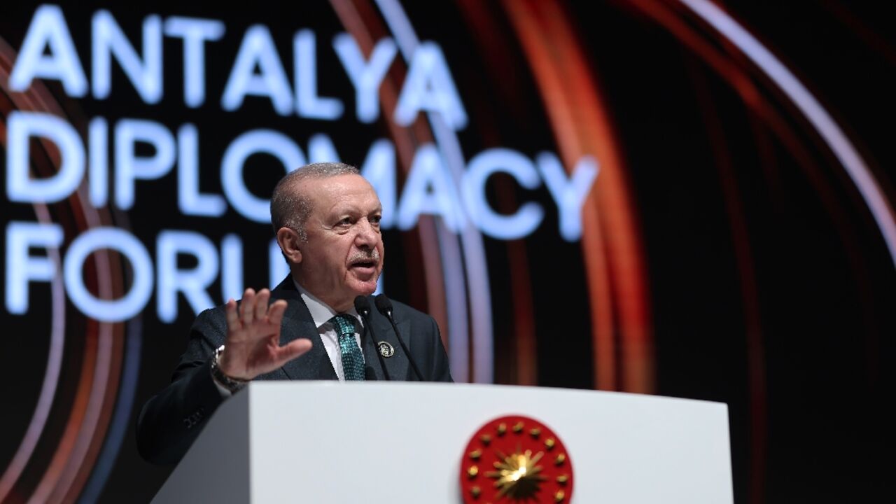 President Recep Tayyip Erdogan opens an annual diplomatic forum in southern Antalya province 