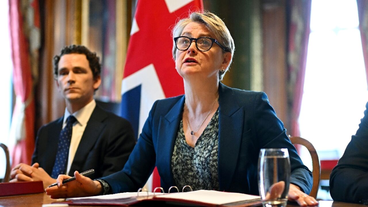 Yvette Cooper hosted the call from London