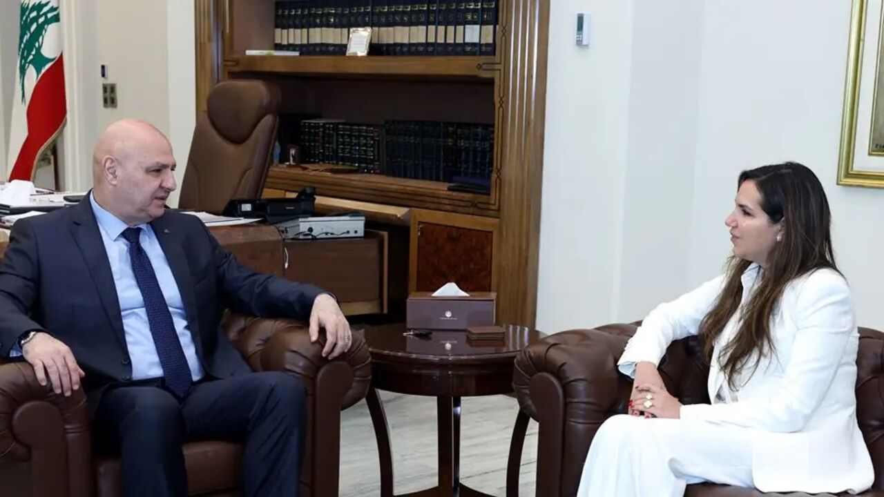 Lebanese President Joseph Aoun receives Ambassador to the United States Nada Hamadeh in Beirut on Aug. 29, 2025. (Lebanese Presidency)