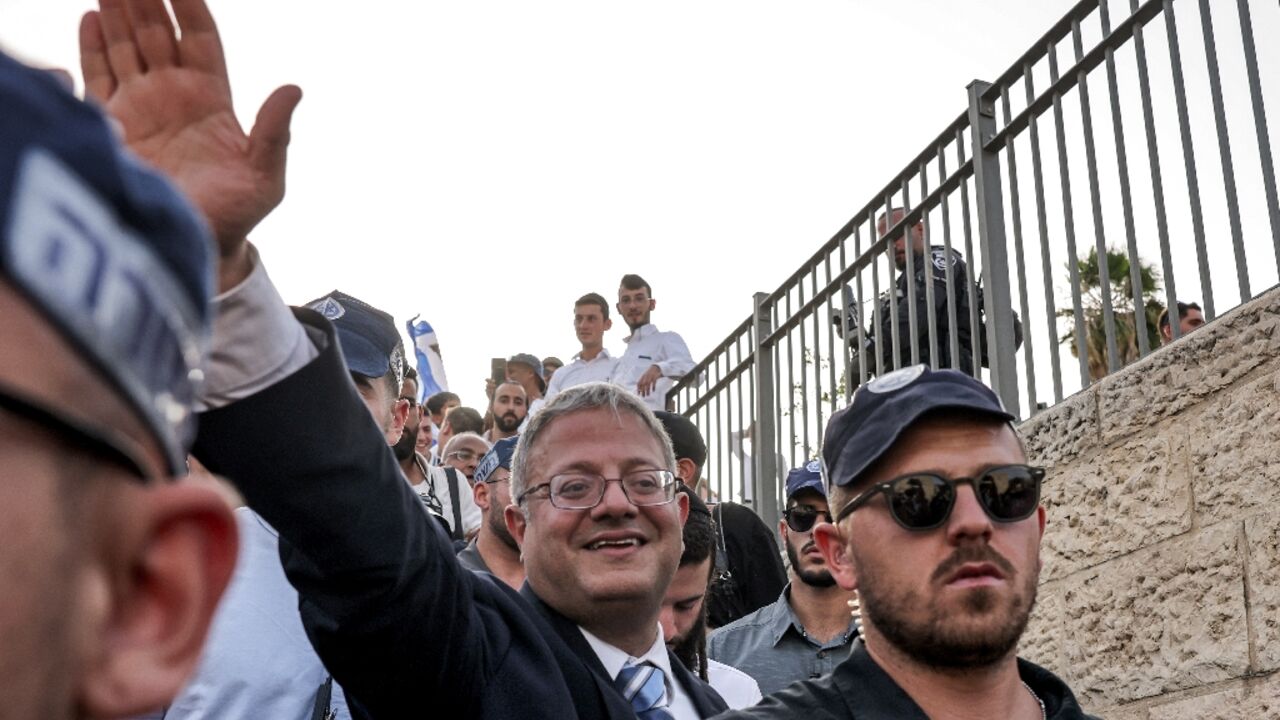 Ben Gvir (C) caused international outcry by publishing a video of aid activists from the Global Sumud Flotilla being mistreated