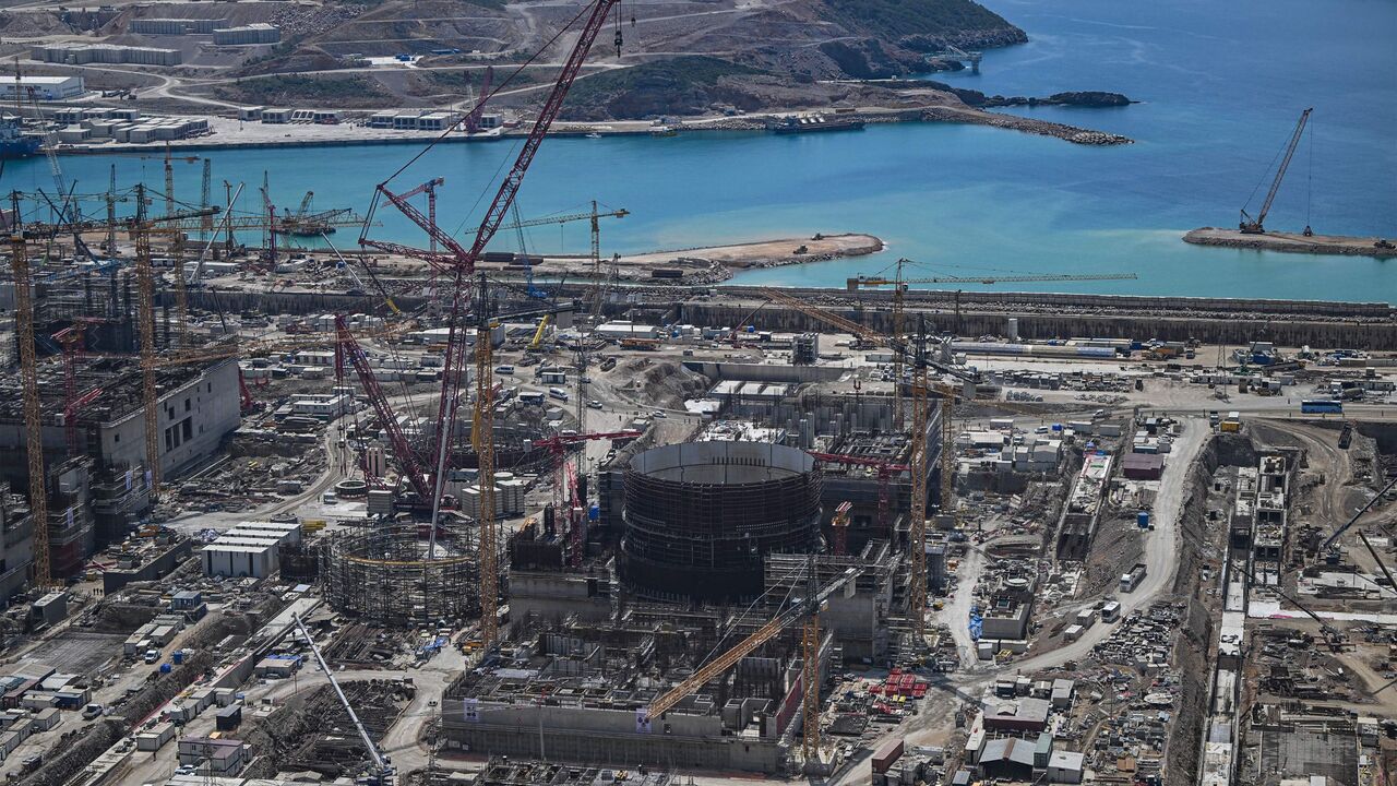 This aerial photograph taken on April 26, 2023 shows the construction of the Russian-built Akkuyu Nuclear Power Plant in Mersin Province. - Turkey's President Recep Tayyip Erdogan will try to offset his absence from the campaign trail weeks before crucial elections by unveiling the nuclear plant by video link. (Photo by OZAN KOSE / AFP) (Photo by OZAN KOSE/AFP via Getty Images)