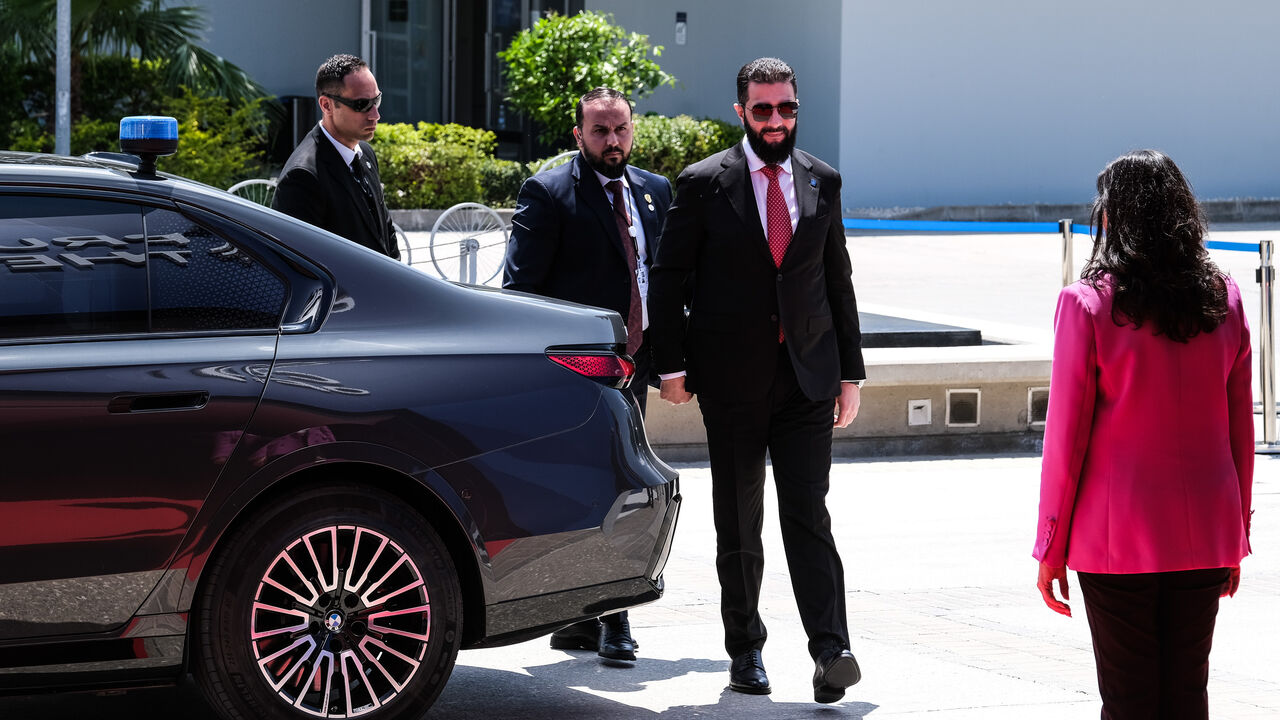 NICOSIA, CYPRUS - APRIL 24: Syrian President Ahmed al-Sharaa arrives for an informal meeting of European Union leaders on April 24, 2026 in Nicosia, Cyprus. The EU heads of state and government are meeting over two days to discuss the conflict in Iran and the Middle East, including freedom of navigation in the Strait of Hormuz, the effects of high fuel prices, and how Europe may contribute to de-escalation and a peace agreement. (Photo by Byron Smith/Getty Images)