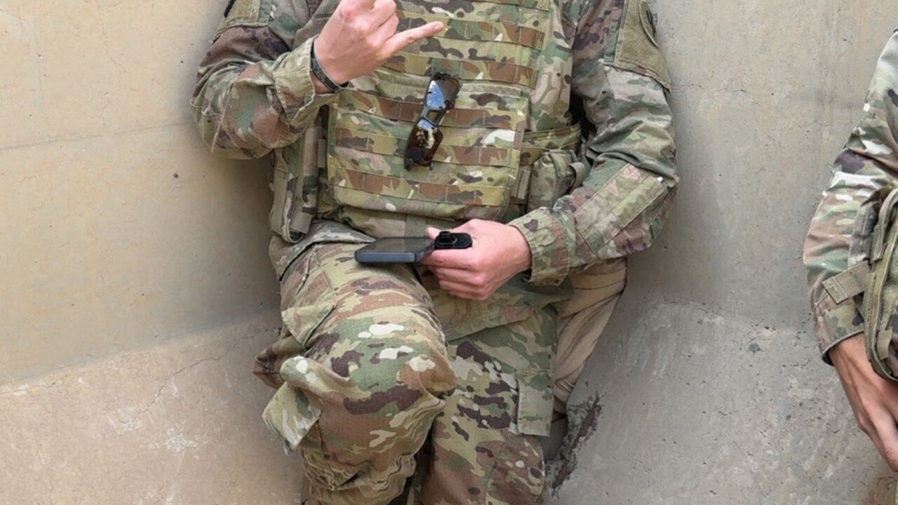 U.S. Army Reserve Sergeant 1st Class Cory Hicks poses for a photo in Kuwait on February 28, 2026, the day before he was wounded in an Iranian drone attack. Cory Hicks/Handout via REUTERS
