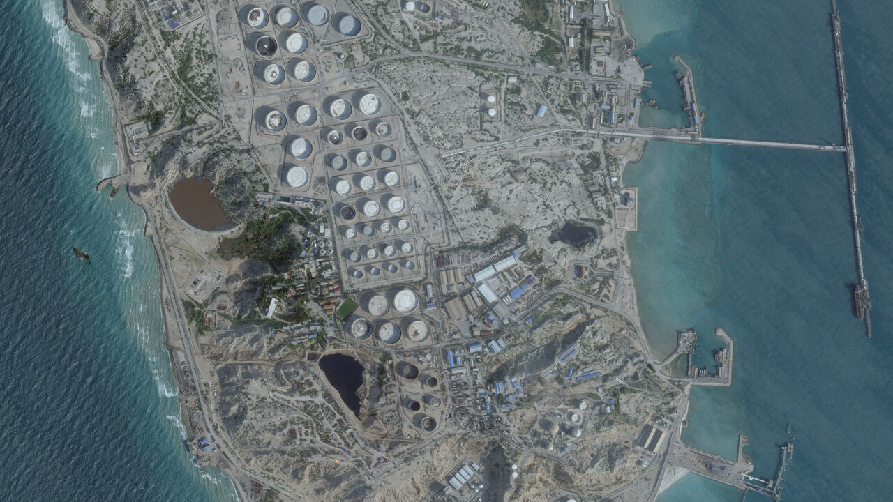 A satellite image shows an oil terminal at Kharg Island, Iran, February 25, 2026. 2026 Planet Labs PBC/Handout via REUTERS