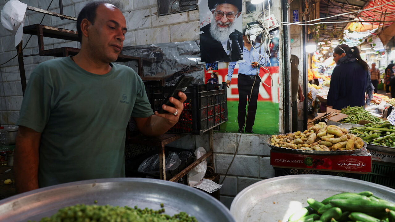 A picture of the late Iranian Supreme Leader Ayatollah Ali Khamenei at a store in a local market in Tehran, Iran, June 11, 2026. Majid Asgaripour/WANA (West Asia News Agency) via REUTERS