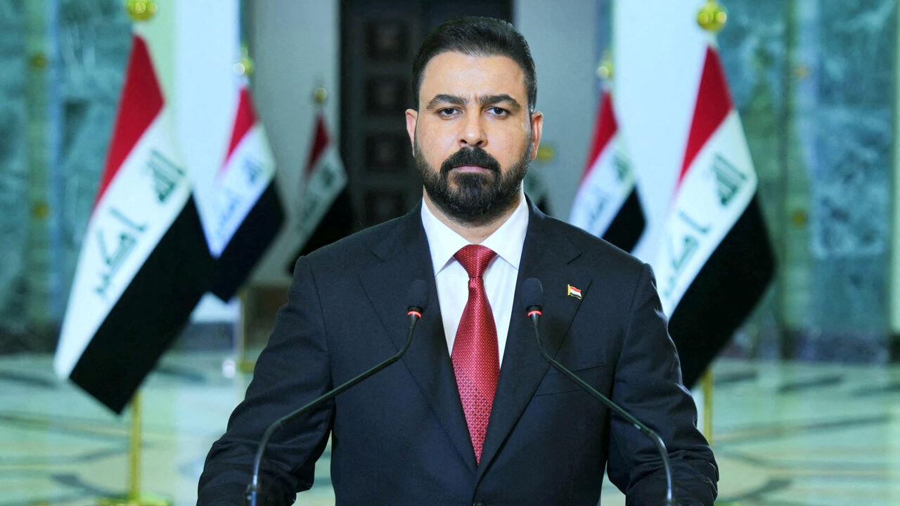 FILE PHOTO: Iraqi Prime Minister Ali al-Zaidi delivers a televised address after assuming office, in Baghdad, Iraq May 16, 2026. Iraqi Prime Minister Media Office/Handout via REUTERS