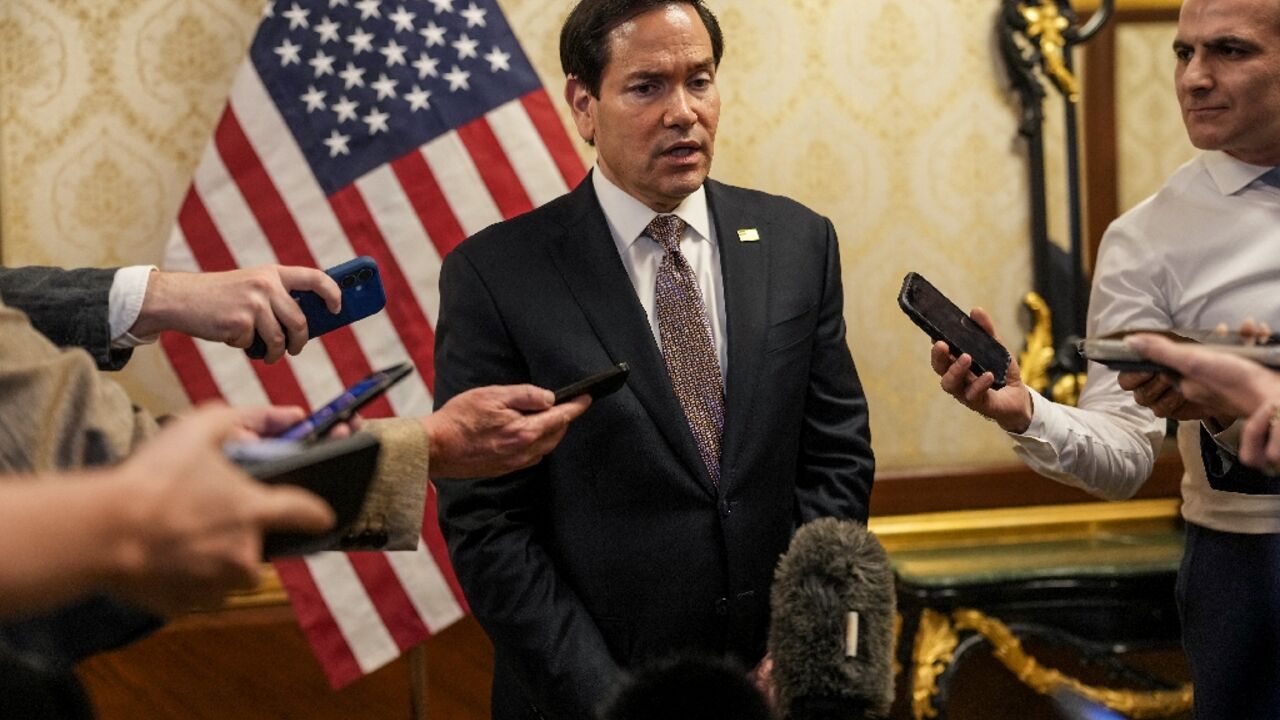 US Secretary of State Marco Rubio speaks to reporters in Kuwait City