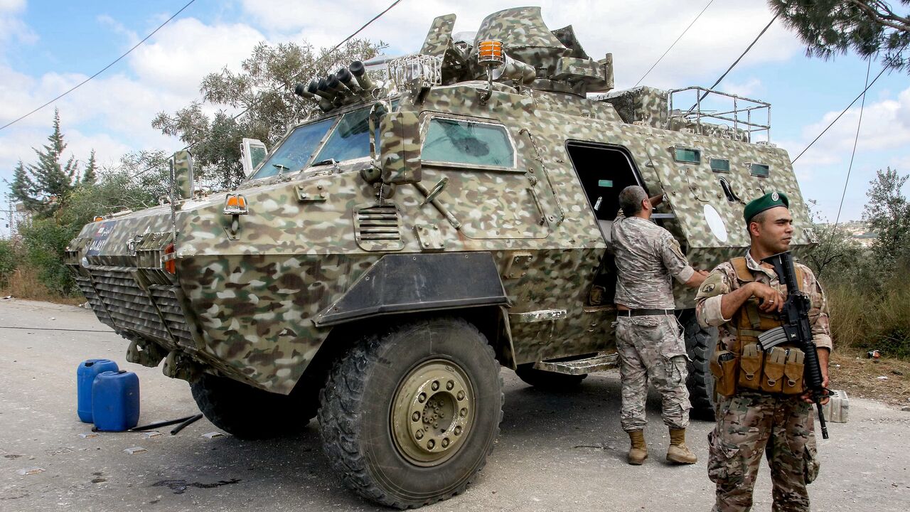 Lebanese army forces set up a checkpoint at the entrance of the village of Ghandourieh in southern Lebanon on June 15, 2026.