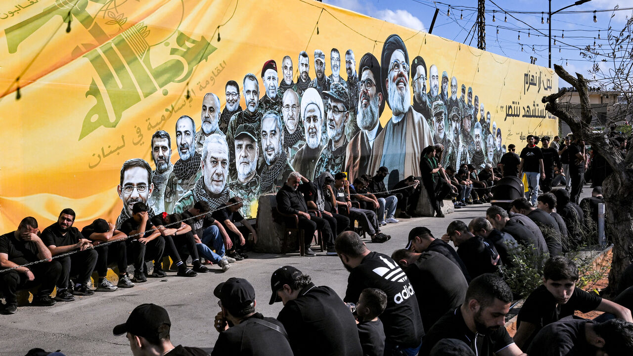 Shia Muslim devotees gather for a mourning ritual near the shrine of Hassan Nasrallah, the slain leader of the Lebanese Shia movement Hezbollah who was killed in a 2024 Israeli-airstrike, in Beirut's southern suburbs on June 26, 2026 at the peak of Ashura, a 10-day period commemorating the seventh century killing of Prophet Mohammed's grandson Imam Hussein. (Photo by JOSEPH EID / AFP via Getty Images)