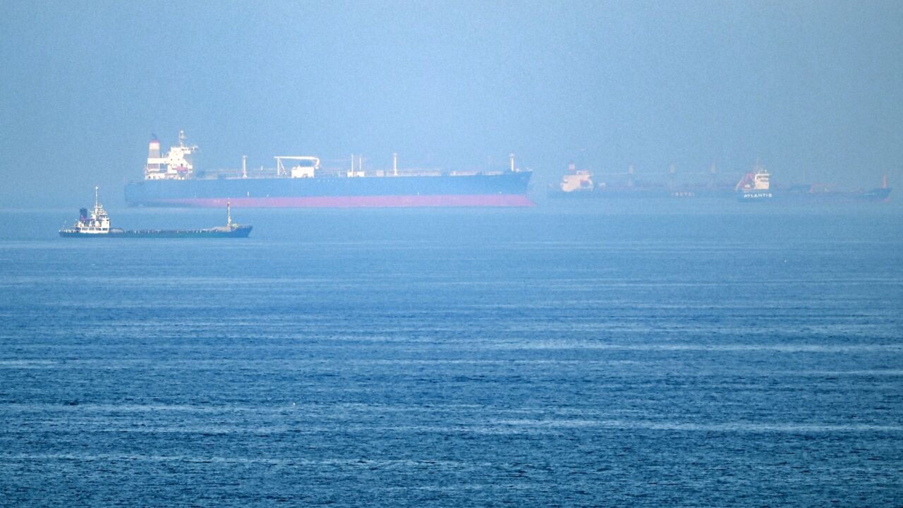 Cargo ships along the Gulf of Oman on June 19