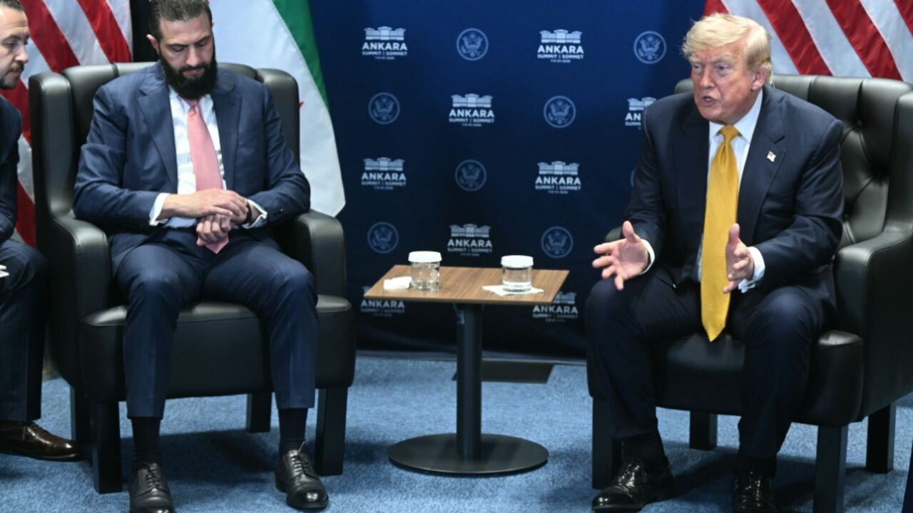 US President Donald Trump meets Syrian President Ahmed al-Sharaa on the sidelines of the NATO summit in Ankara