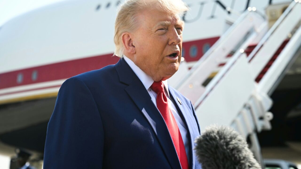 US President Donald Trump speaks to reporters before traveling to Dover Air Force Base to attend a dignified transfer service for three US troops killed in the Middle East