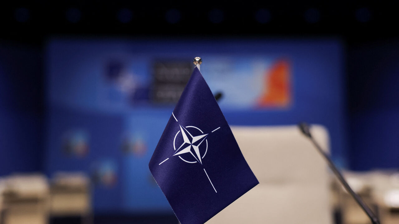 The NATO flag is pictured at the venue of the upcoming NATO summit, in The Hague, Netherlands June 23, 2025. REUTERS/Christian Hartmann