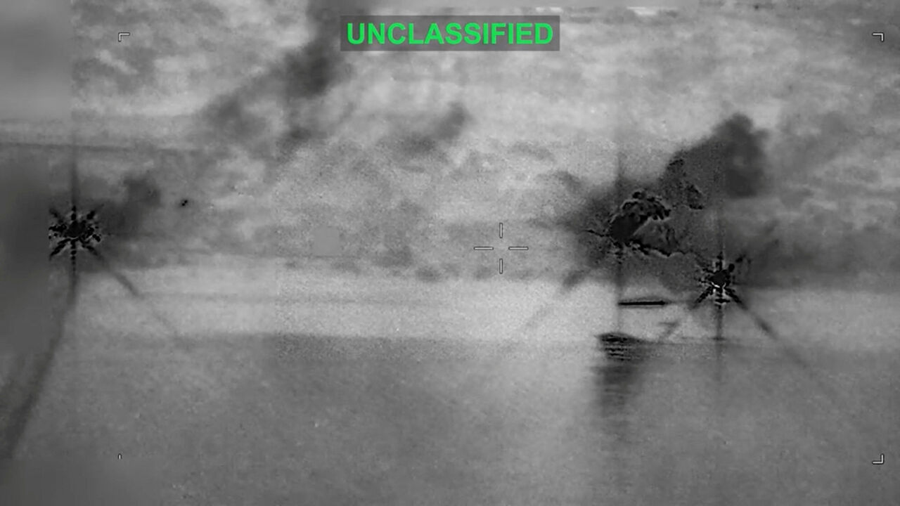Smoke rises at an unknown location following what U.S. Central Command says is a new wave of strikes against Iran on Tuesday after three tankers were hit by projectiles in the Strait of Hormuz, in this still image taken from video released July 7, 2026.    U.S. Central Command/Handout via REUTERS