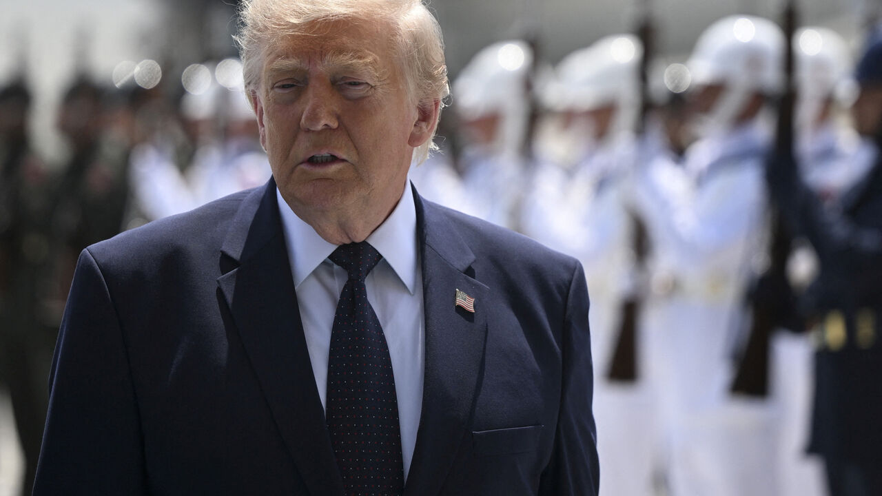 ANKARA, TURKIYE - JULY 07: US President Donald Trump at Ankara Airport, who is paying an official visit to Turkey ahead of the 36th NATO Heads of State and Government Summit in Ankara, Turkey, on July 07, 2026. Dogukan Keskinkilic/Pool via REUTERS