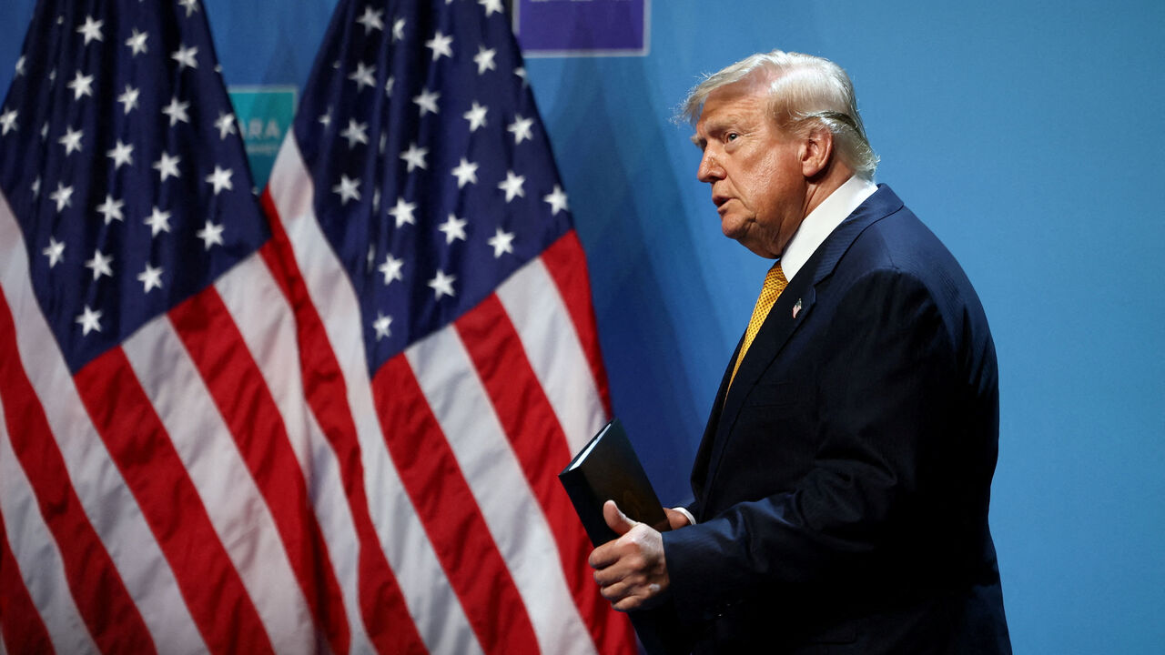 U.S. President Donald Trump arrives to speak to the media on the day of a NATO leaders' summit in Ankara, Turkey, July 8, 2026. REUTERS/Stoyan Nenov