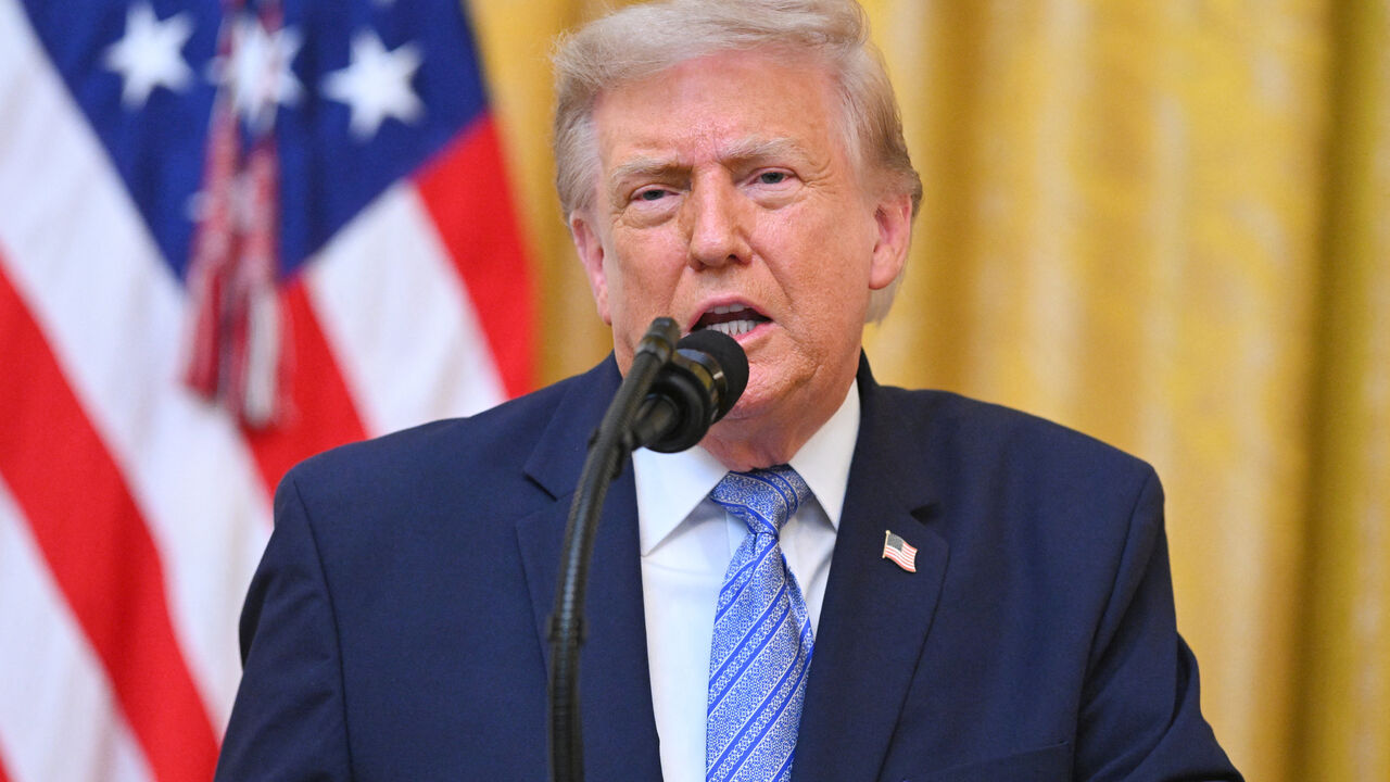 U.S. President Donald Trump speaks about election security during an address to the nation from the East Room of the White House in Washington, D.C., U.S., July 16, 2026.     SAUL LOEB/Pool via REUTERS