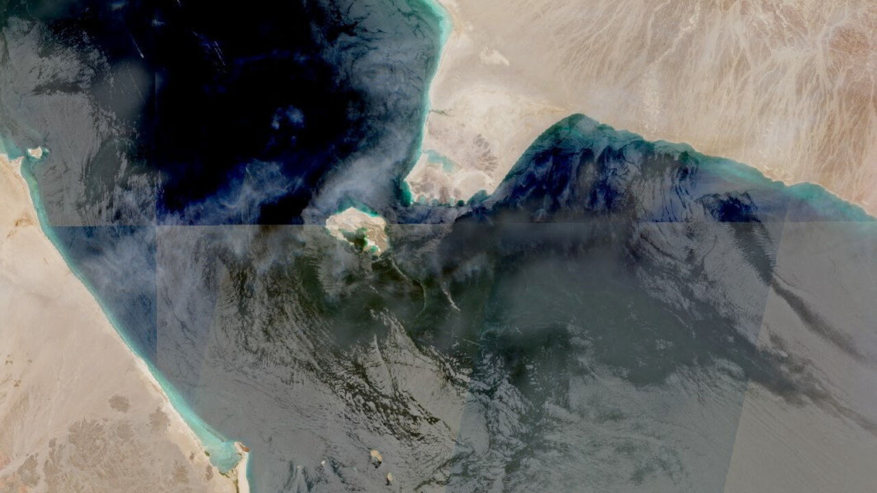 A satellite imagery shows Bab el Mandeb Strait, a key shipping waterway and the gateway to the Red Sea, in this handout picture dated July 12, 2026. Nasa Worldview/Handout via REUTERS