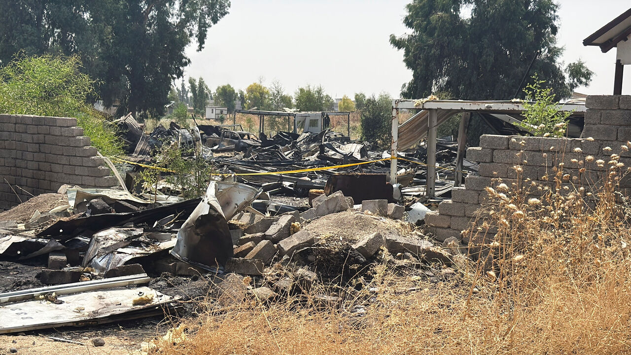 Damage at a site belonging to Iraq's Popular Mobilization Forces (PMF) following airstrikes that the PMF said were carried out by U.S. and Saudi forces, in Bartella, Nineveh province, Iraq, July 29, 2026.  Picture taken with a mobile phone. REUTERS/Khalid Al-Mousily