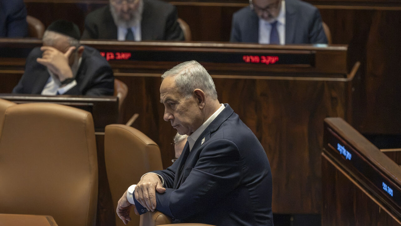 Israel's Prime Minister Benjamin Netanyahu attends a session of the Israeli Parliament in Jerusalem on July 16, 2026, before the start of the election recess ahead of the Oct. 27 general election. 