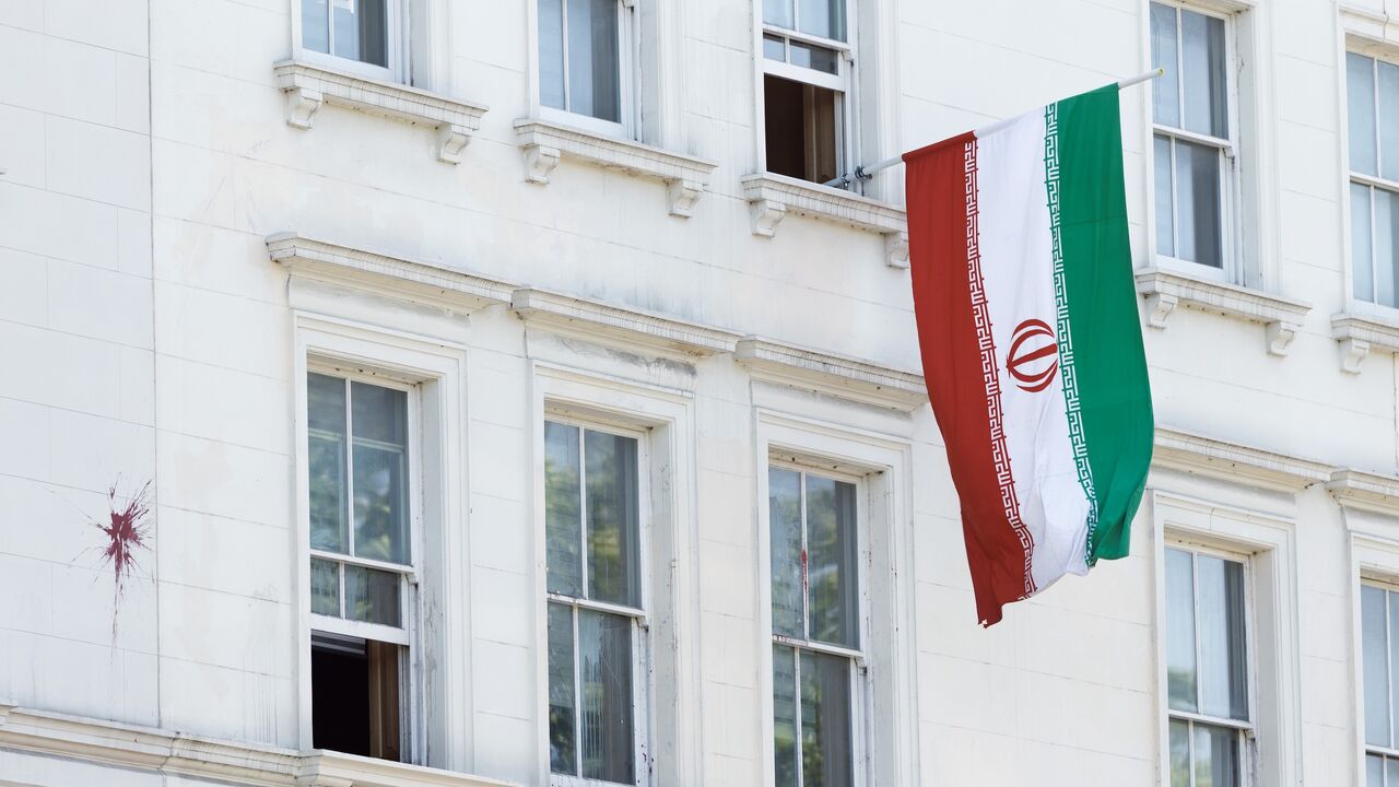 A general view of the Iranian Embassy on July 13, 2026, in London, England. 