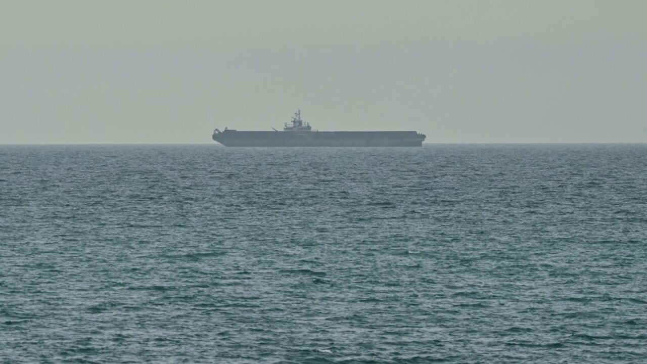 A ship is seen off the coast of Ras al-Khaimah