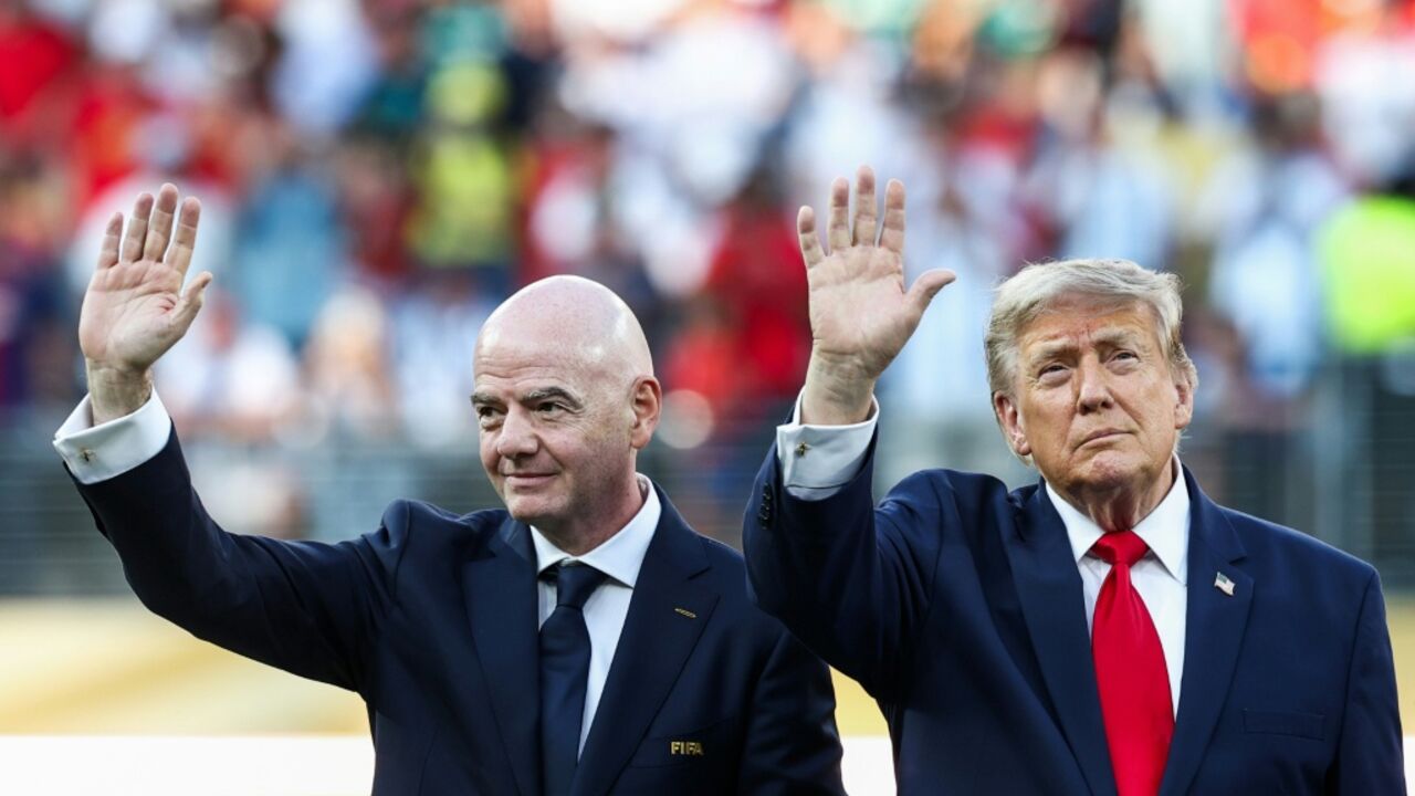 US President Donald Trump (R) and FIFA president Gianni Infantino at the 2026 World Cup
