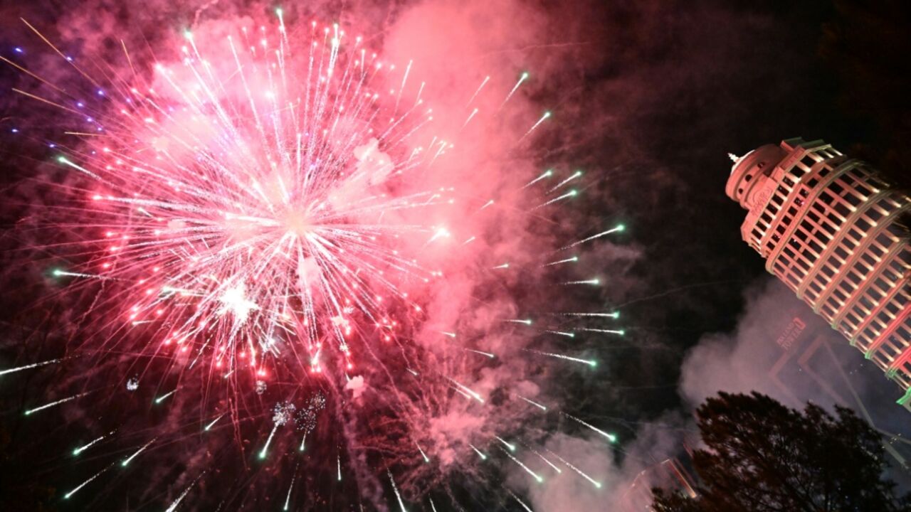 Fireworks explode over Islamabad as part of celebrations to mark the signing of a trilateral defence agreement with Saudi Arabia and Turkey