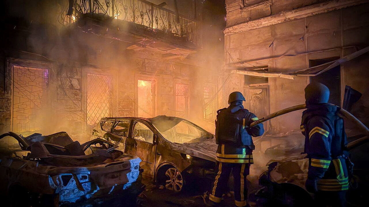 Rescuers work at a site of apartment buildings damaged during a Russian missile and drone strike, amid Russia's attack on Ukraine, in Odesa, Ukraine, in this handout picture released August 9, 2026. Press service of the State Emergency Service of Ukraine in Odesa region/Handout via REUTERS