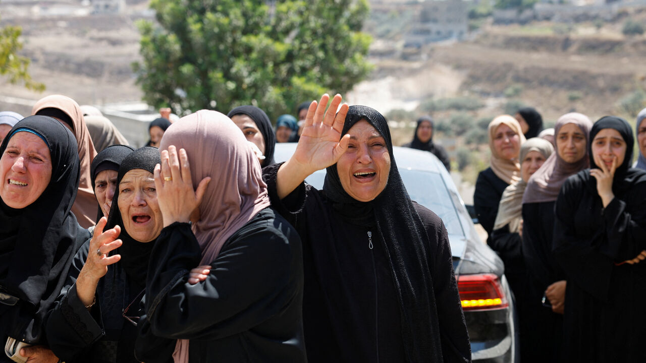 Mourners attend a funeral for a Palestinian killed during an Israeli settlers' attack, according to witnesses, in the village of Hajja near Qalqilya, in the Israeli-occupied West Bank, September 7, 2026. REUTERS/Mohammed Torokman