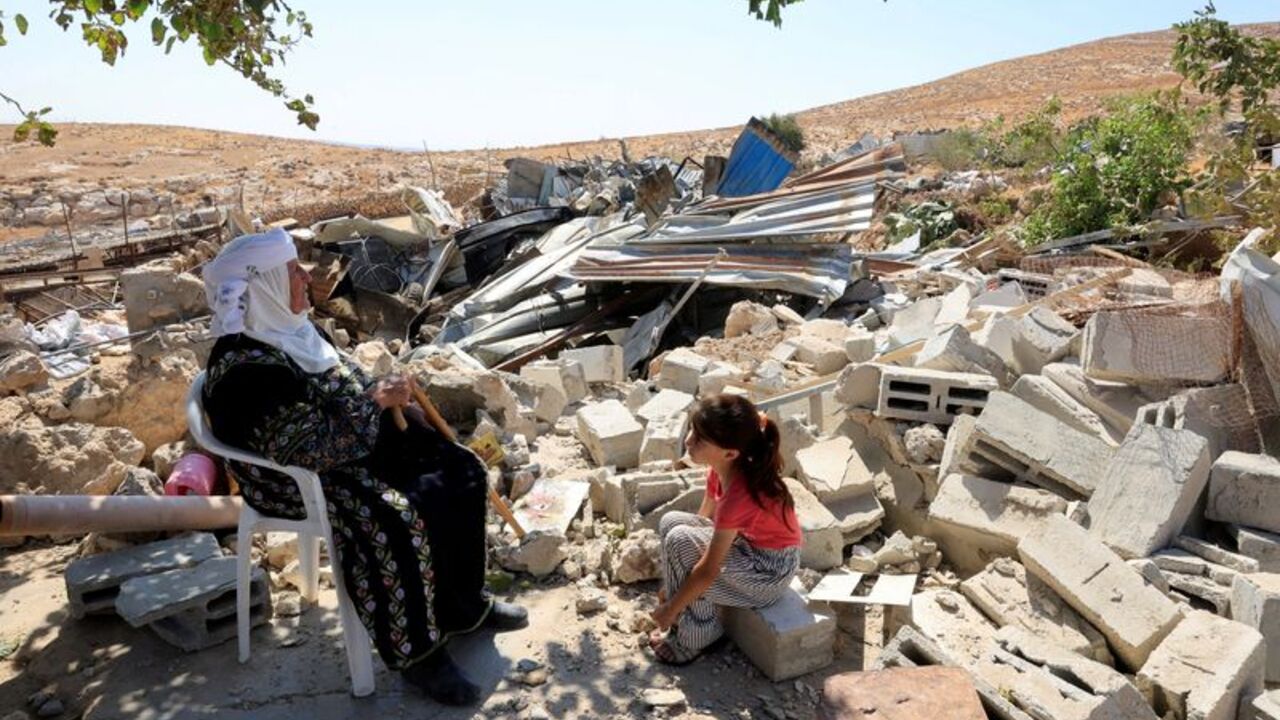 Israeli heavy machinery demolished homes in Jinba village, Masafer Yatta, in the Israeli-occupied West Bank