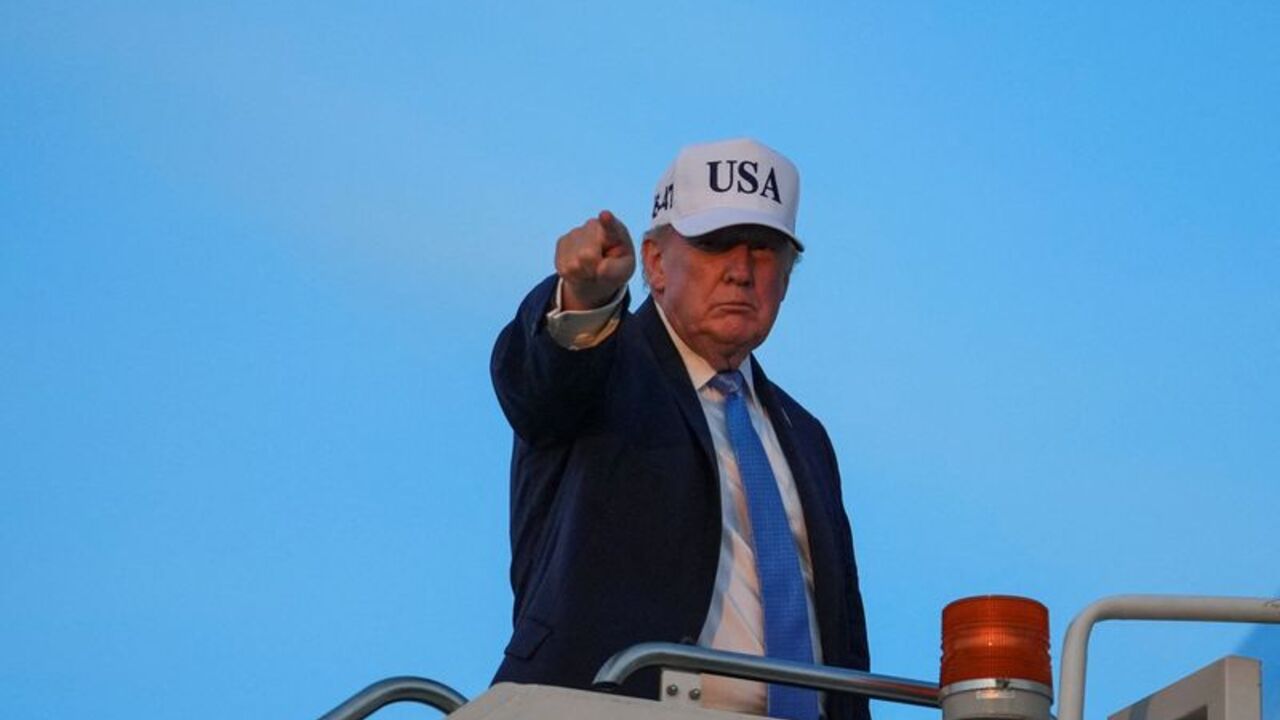 US President Donald Trump boards Air Force One en route to Joint Base Andrews