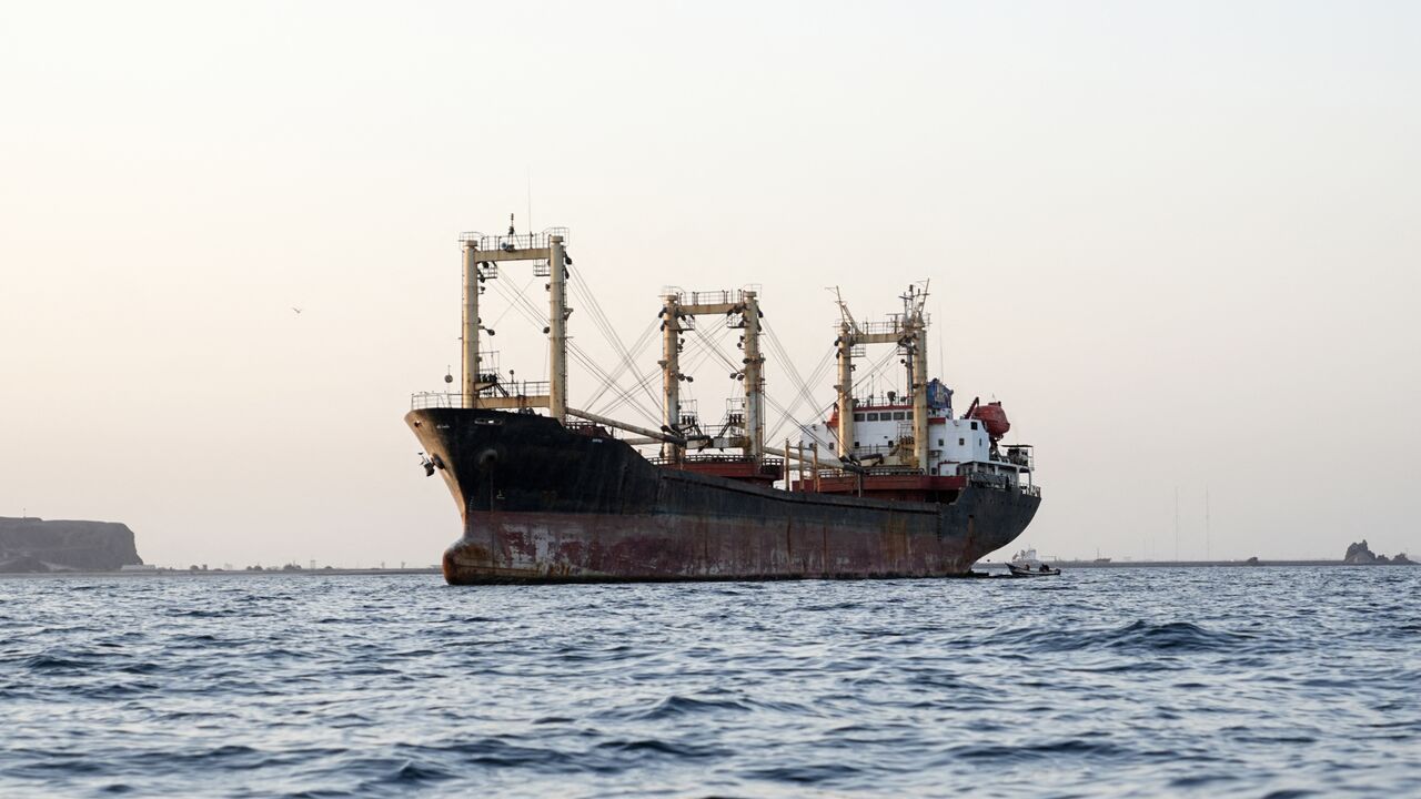 A commercial vessel is anchored off Yemen's coast at Bab al-Mandeb, in the straits connecting the Red Sea with the Gulf of Aden and the Indian Ocean on Sept. 12, 2026. 