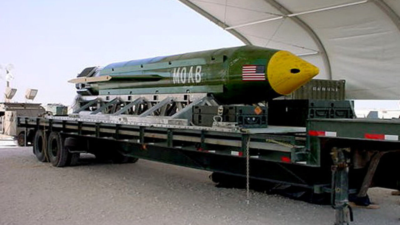 The GBU-43/B Massive Ordnance Air Blast bomb is pictured in this undated handout photo