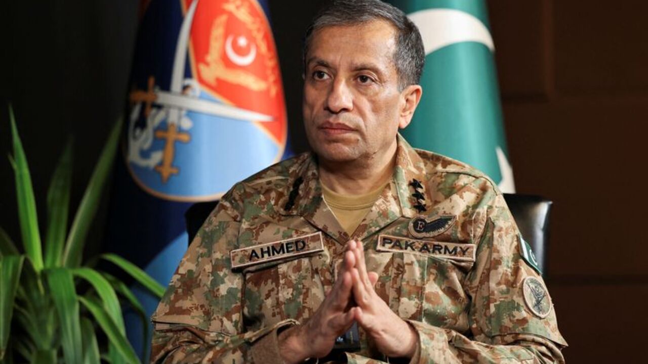 Ahmed Sharif Chaudhry, Director-General of Inter-Services Public Relations (ISPR), the media and public relations wing of the Pakistan Armed Forces, speaks during an interview with Reuters in Rawalpindi