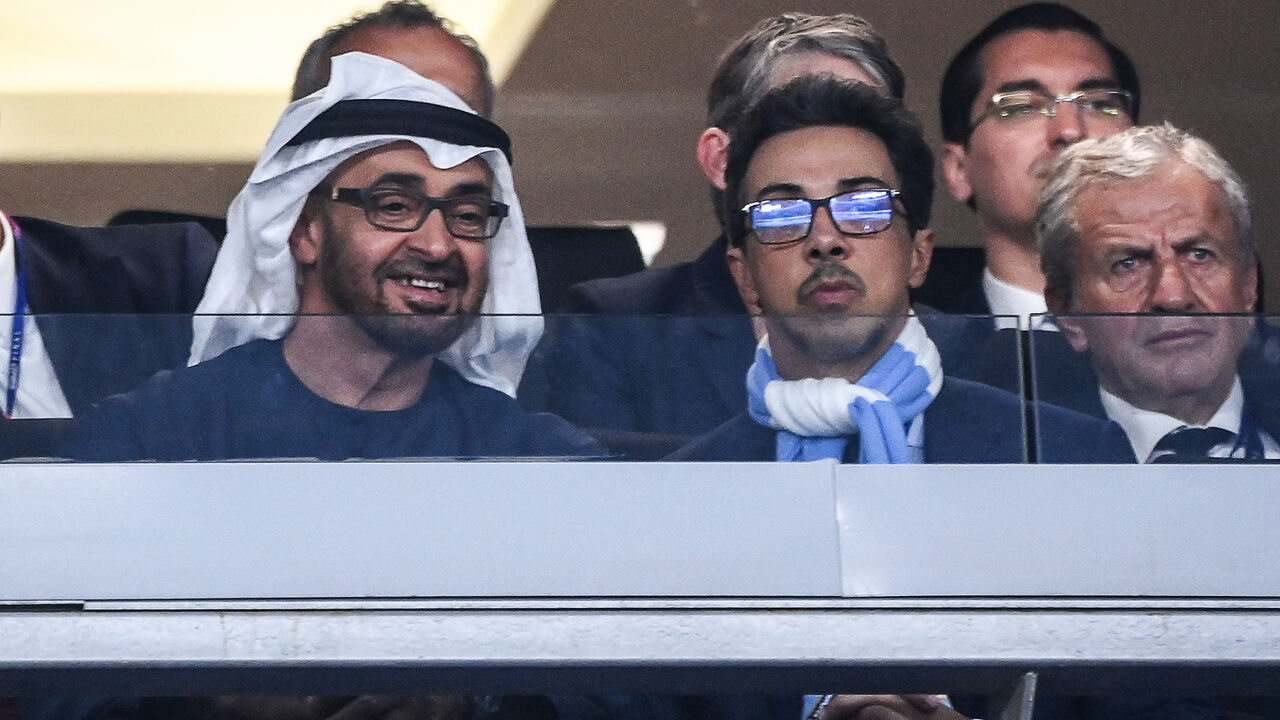 UAE President Sheikh Mohamed bin Zayed and Manchester City's Emirati owner and UAE Vice President Sheikh Mansour bin Zayed