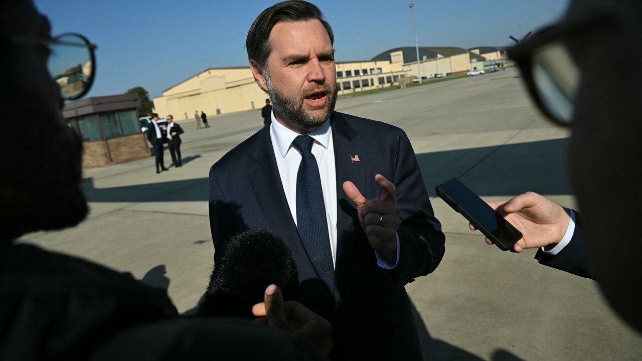 US Vice President JD Vance speaks to the media at Joint Base Andrews, Maryland on Oct. 27, 2026. 