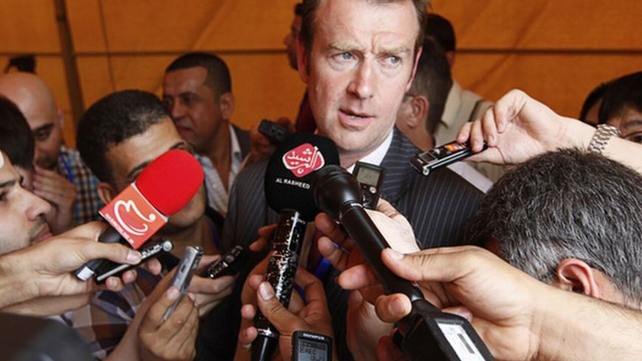 Michael Mann, spokesman of EU foreign policy chief Catherine Ashton, speaks to the media in Baghdad Michael Mann, spokesman of EU foreign policy chief Catherine Ashton, speaks to the media in Baghdad May 23, 2012. A proposal by the six, led by EU foreign policy chief Catherine Ashton, would address concerns over Iran's enrichment of uranium to a fissile concentration of 20 percent, Mann said after the talks started. That is the issue that most worries the West. REUTERS/Mohammed Ameen (IRAQ - Tags: POLITICS ENERGY)