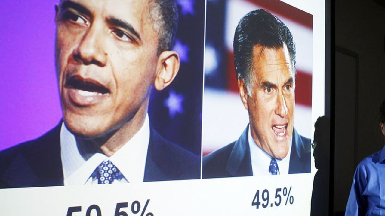 Professor Abramowitz stands in front of a slide predicting Obama as winning U.S. Presidential election at Emory University in Atlanta. Emory professor Alan Abramowitz poses in front of a slide predicting President Barack Obama as winning the 2012 U.S. Presidential election at Emory University in Atlanta, Georgia, July 27, 2012. Abramowitz, one of the most accurate forecasters of the last few U.S. elections, sees Obama squeaking out a victory over Republican contender Mitt Romney with 50.5 percent of the vote. Like most of his peers, Abramowitz is still gathering bits of data before issuing a final prediction by the end of the summer. Pict