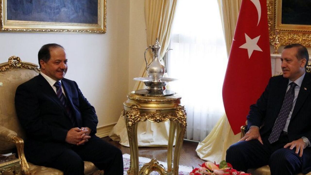 Turkey's Prime Minister Erdogan and President of Iraq's autonomous Kurdistan region Barzani meet in Ankara Turkey's Prime Minister Tayyip Erdogan and President of Iraq's autonomous Kurdistan region Massoud Barzani (L) meet in Ankara June 3, 2010. Turkey and Iraq already enjoy burgeoning trade and security cooperation, but Iraqi Kurdish leader Barzani's first visit to Ankara since the U.S. invasion in 2003 is a breakthrough for regional stability. REUTERS/Umit Bektas (TURKEY - Tags: POLITICS)