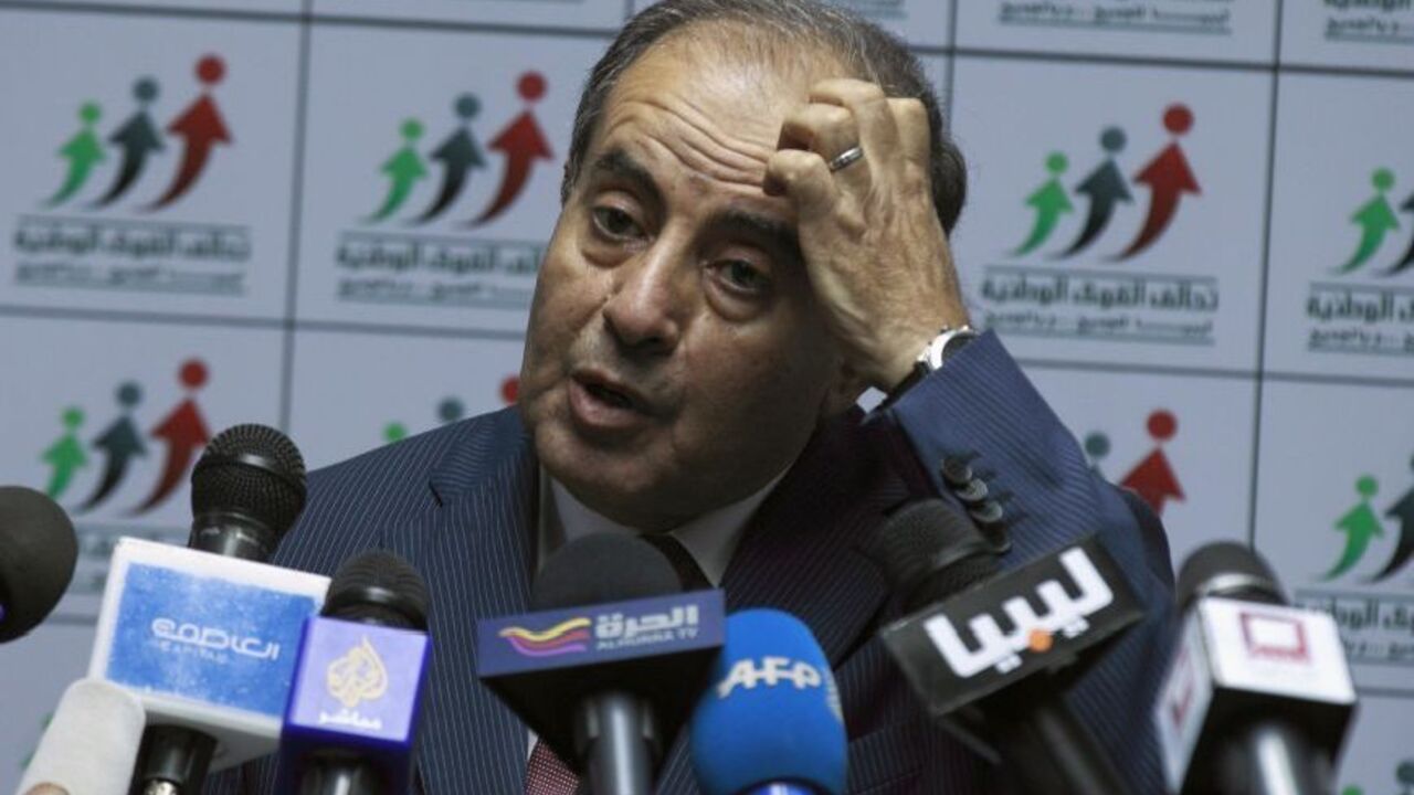 Jibril, head of the National Forces Alliance, speaks during a news conference at his headquarters in Tripoli Mahmoud Jibril, head of the National Forces Alliance, speaks during a news conference at his headquarters in Tripoli July 8, 2012. REUTERS/Zohra Bensemra (LIBYA - Tags: ELECTIONS POLITICS PROFILE)
