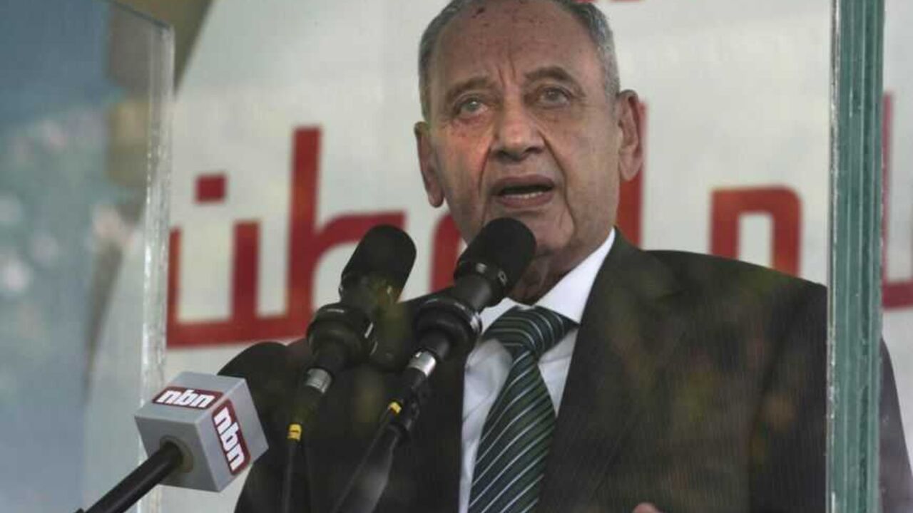 Lebanon's House Speaker Nabih Berri speaks during a rally in Baalbeck, in the Bekaa valley Lebanon's House Speaker Nabih Berri speaks during a rally organized by members of the Amal movement to mark the 33rd anniversary of the disappearance of Imam Musa al-Sadr, who was the founder and leader of the Amal movement in Lebanon, in Baalbeck, in the Bekaa valley August 31, 2011. Sadr, the founder of the Shi'ite Amal movement, disappeared with his two companions on a visit to Libya in 1978. REUTERS/ Ahmad Shalha (LEBANON - Tags: POLITICS CIVIL UNREST)