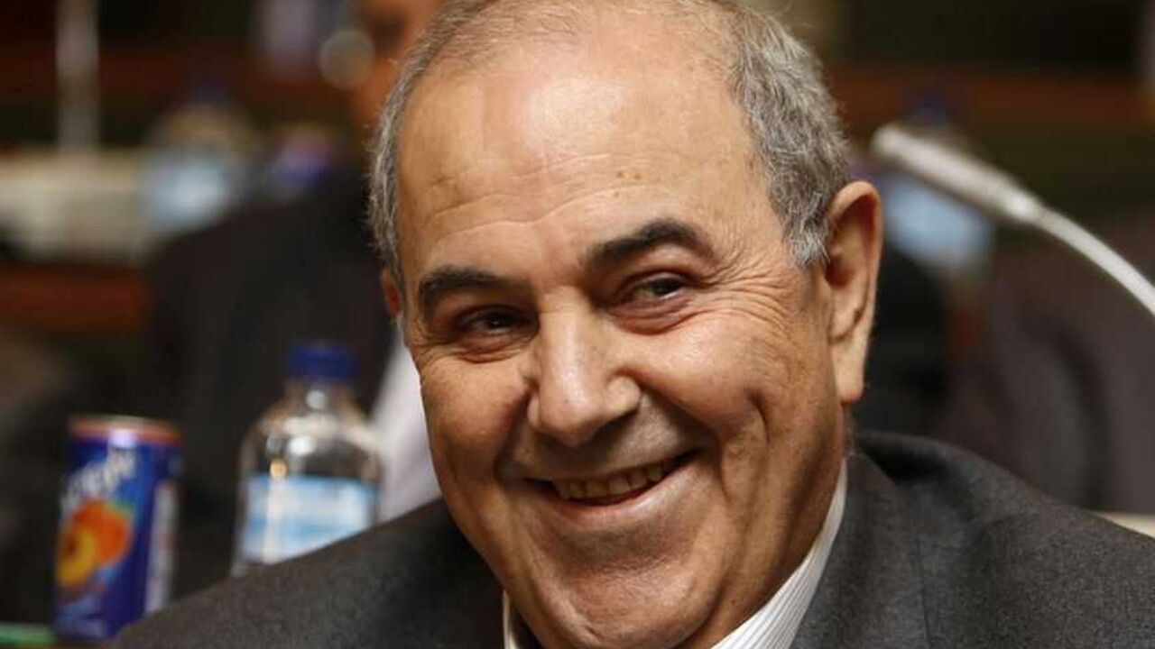 Head of the Sunni-backed Iraqiya political bloc Iyad Allawi sits during a meeting for the main Sunni-backed bloc in Baghdad Head of the Sunni-backed Iraqiya political bloc Iyad Allawi sits during a meeting for the main Sunni-backed bloc in Baghdad January 29, 2012. Iraq's Sunni-backed Iraqiya political bloc will end a boycott of the parliament, a spokeswoman said on Sunday, easing the worst political crisis in Shi'ite Prime Minister Nuri al-Maliki's power-sharing government in a year. REUTERS/Saad Shalash (IRAQ - Tags: POLITICS HEADSHOT) - RTR2X1PZ