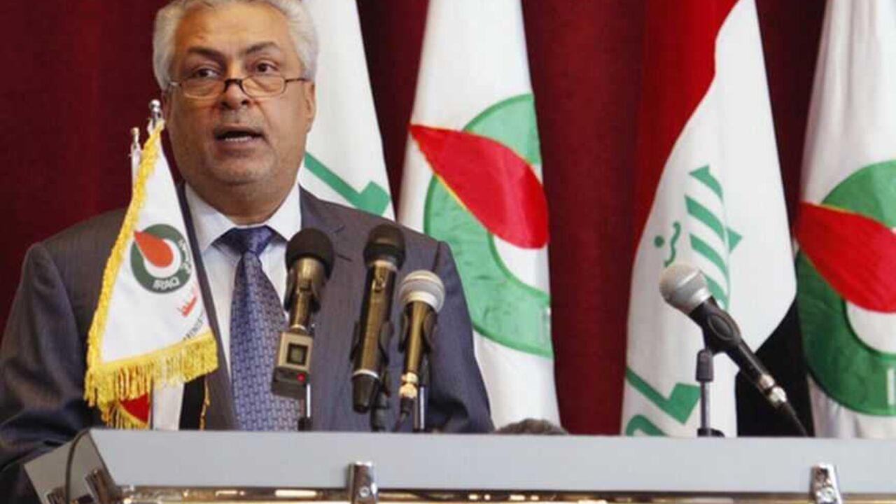 Iraq's Oil Minister Luaibi addresses a news conference at the Oil Ministry's headquarters in Baghdad Iraq Oil Minister Abdul Kareem Luaibi addresses a news conference during the fourth licensing round for exploration blocks at the Oil Ministry's headquarters in Baghdad May 30, 2012. A consortium led by Kuwait Energy and partners Turkey's TPAO and Dubai-based Dragon Oil secured a deal to explore Block 9, a mainly oil area in southern Basra province. REUTERS/Saad Shalash (IRAQ - Tags: BUSINESS POLITICS ENERGY) - RTR32THT