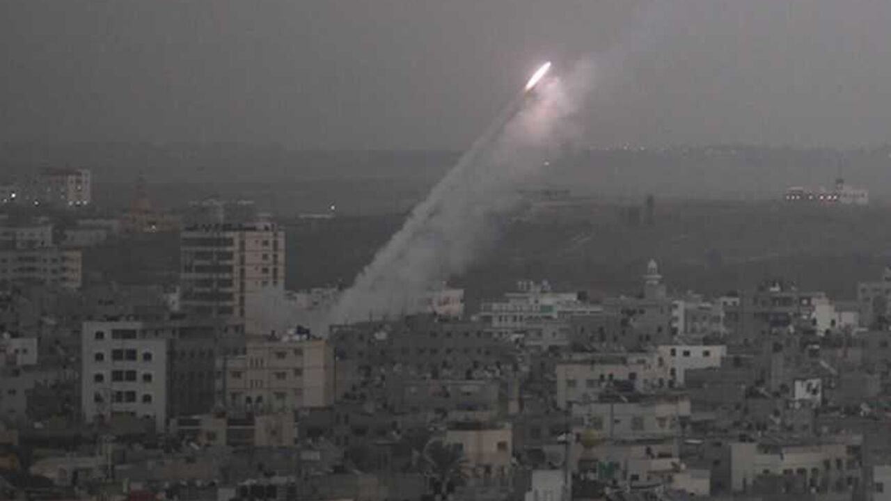 Smoke trails are seen as a rocket is launched from the northern Gaza Strip towards Israel Smoke trails are seen as a rocket is launched from the northern Gaza Strip towards Israel November 17, 2012. Palestinian militants fired a rocket at Tel Aviv on Saturday but it was intercepted in mid-air by a newly deployed Israeli anti-missile battery and caused no casualties or damage, police said. REUTERS/Majdi Fathi (GAZA - Tags: CIVIL UNREST MILITARY POLITICS) - RTR3AJ3H