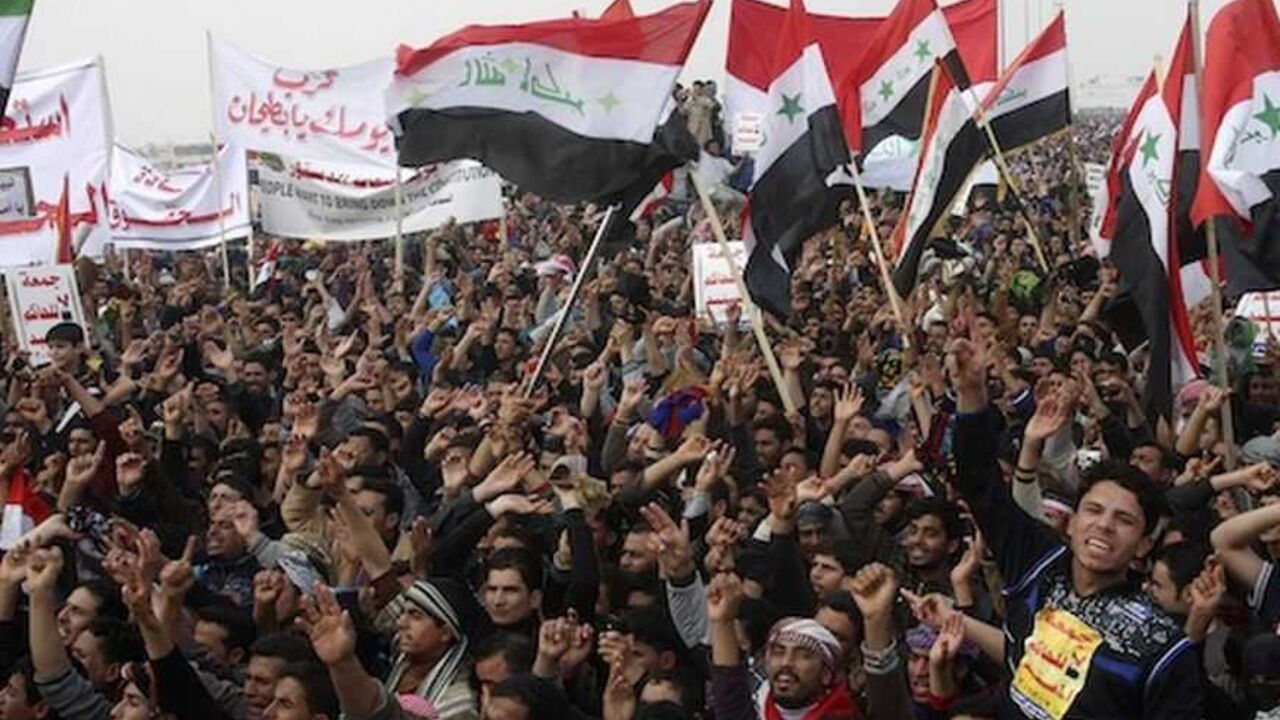 Iraqi Sunni Muslims take part in an anti-government demonstration in Falluja Iraqi Sunni Muslims take part in an anti-government demonstration in Falluja, 50 km (31 miles) west of Baghdad, February 8, 2013. Tens of thousands of Sunni Muslims protested after Friday prayers in huge rallies against Shi'ite Iraqi Prime Minister Nuri al-Maliki, demanding that he step down. REUTERS/Mohanned Faisal (IRAQ - Tags: POLITICS CIVIL UNREST RELIGION) - RTR3DHVK