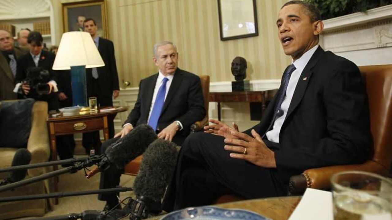 U.S. President Barack Obama speaks to the media alongside Israel's Prime Minister Benjamin Netanyahu during their meeting in the Oval Office of the White House in Washington U.S. President Barack Obama speaks to the media alongside Israel's Prime Minister Benjamin Netanyahu during their meeting in the Oval Office of the White House in Washington, March 5, 2012. REUTERS/Jason Reed (UNITED STATES - Tags: POLITICS) - RTR2YVOP